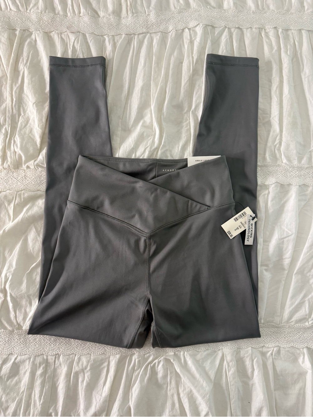 Aeropostale Charcoal Gray High-Waist Crossover Leggings